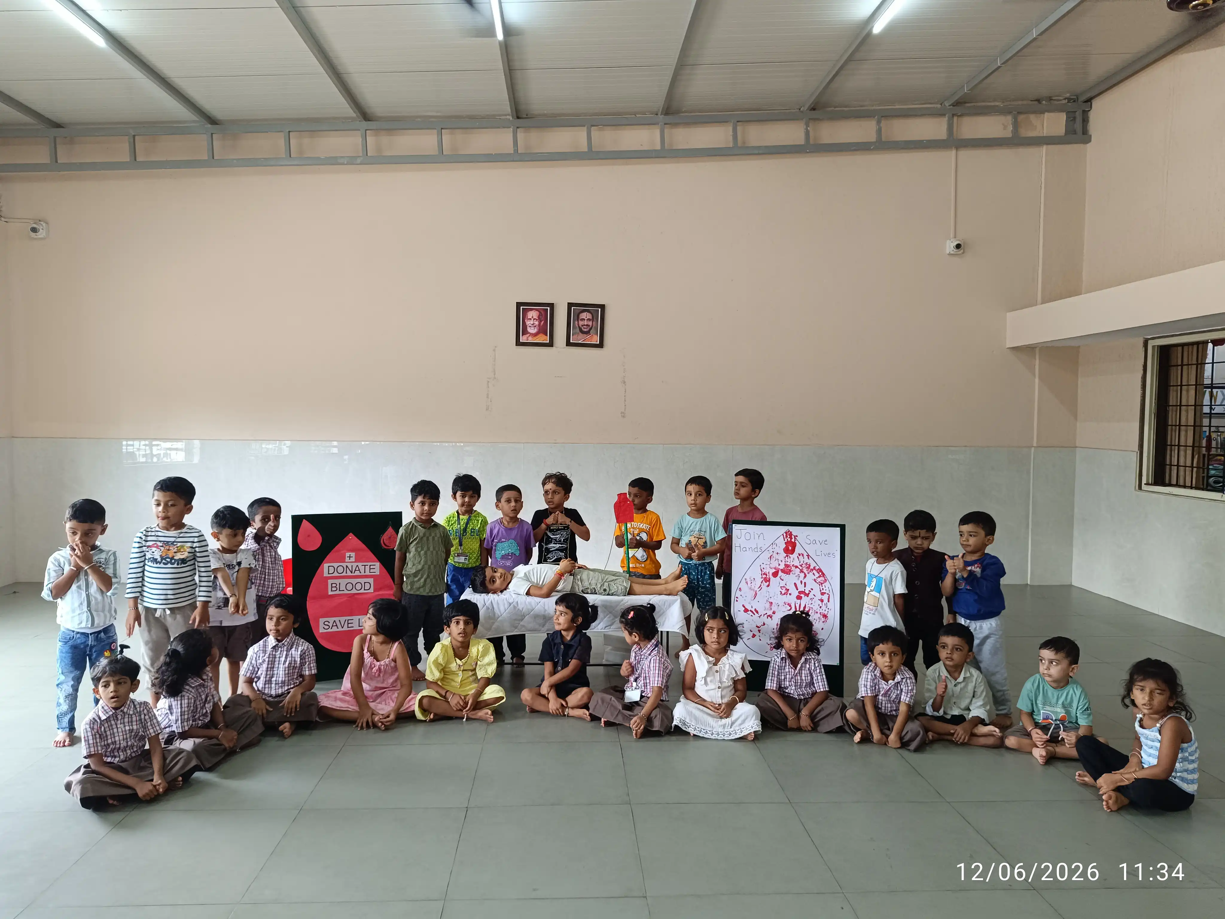 Vidyodaya Public School Pre-Primary students participating in World Blood Donor Day activity