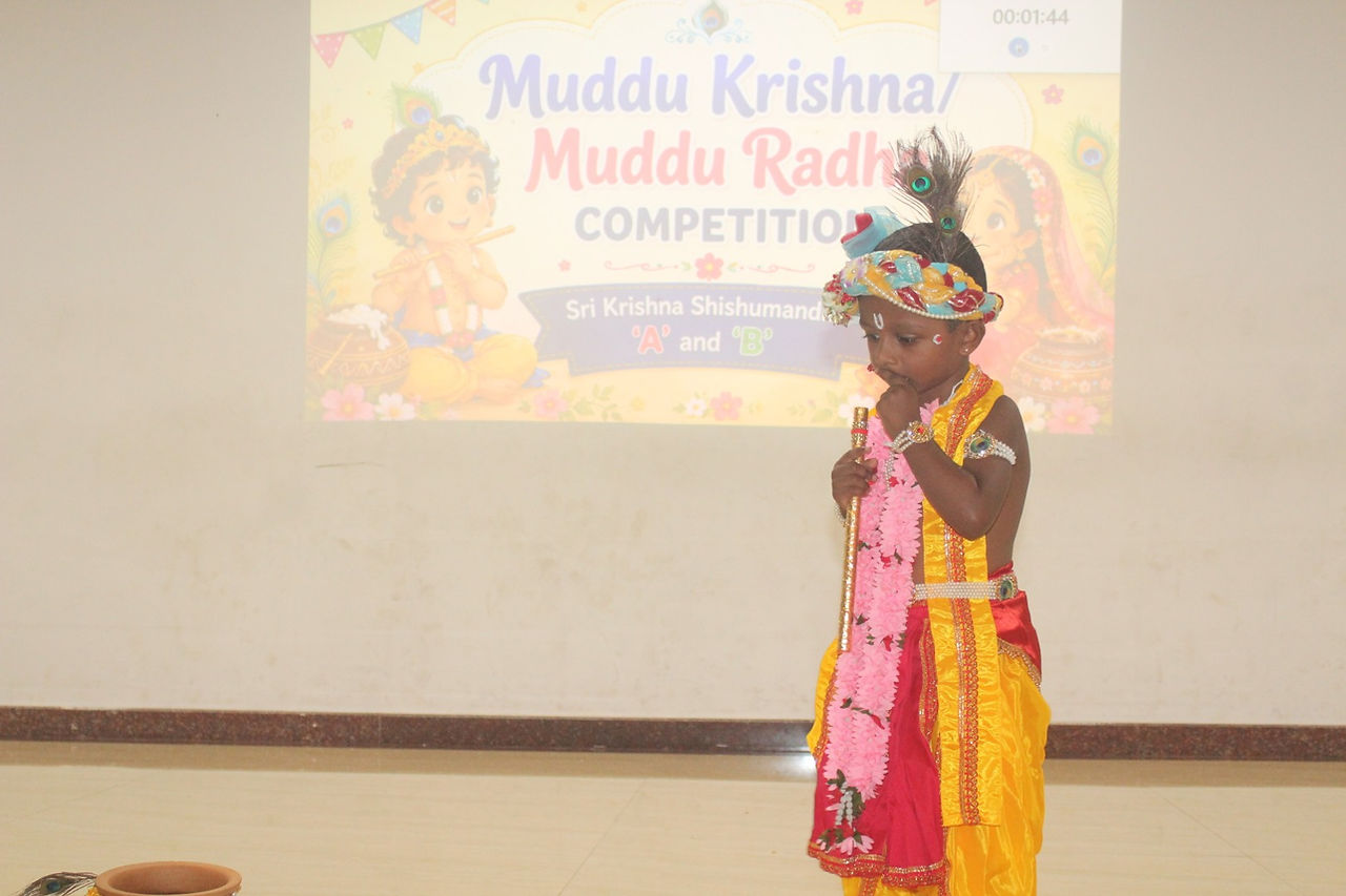 Pre-Primary students dressed as Radha and Krishna at Vidyodaya Public School