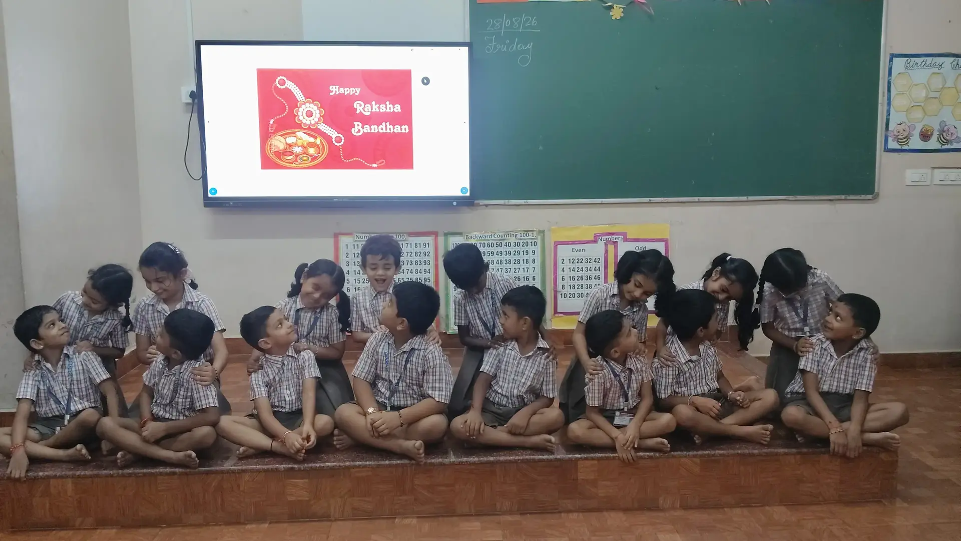Pre-Primary students celebrating Raksha Bandhan at Vidyodaya Public School Udupi