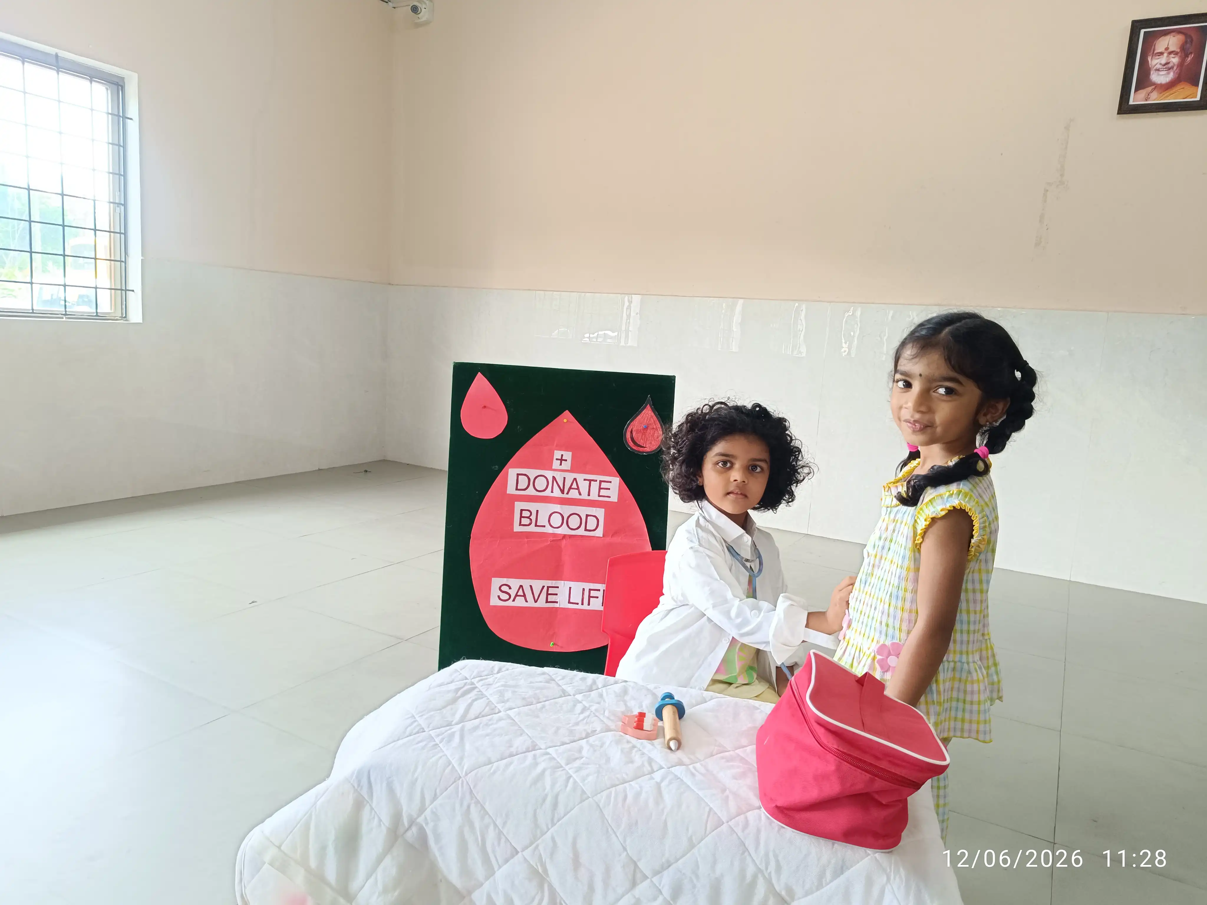 Vidyodaya Public School Pre-Primary students participating in World Blood Donor Day activity
