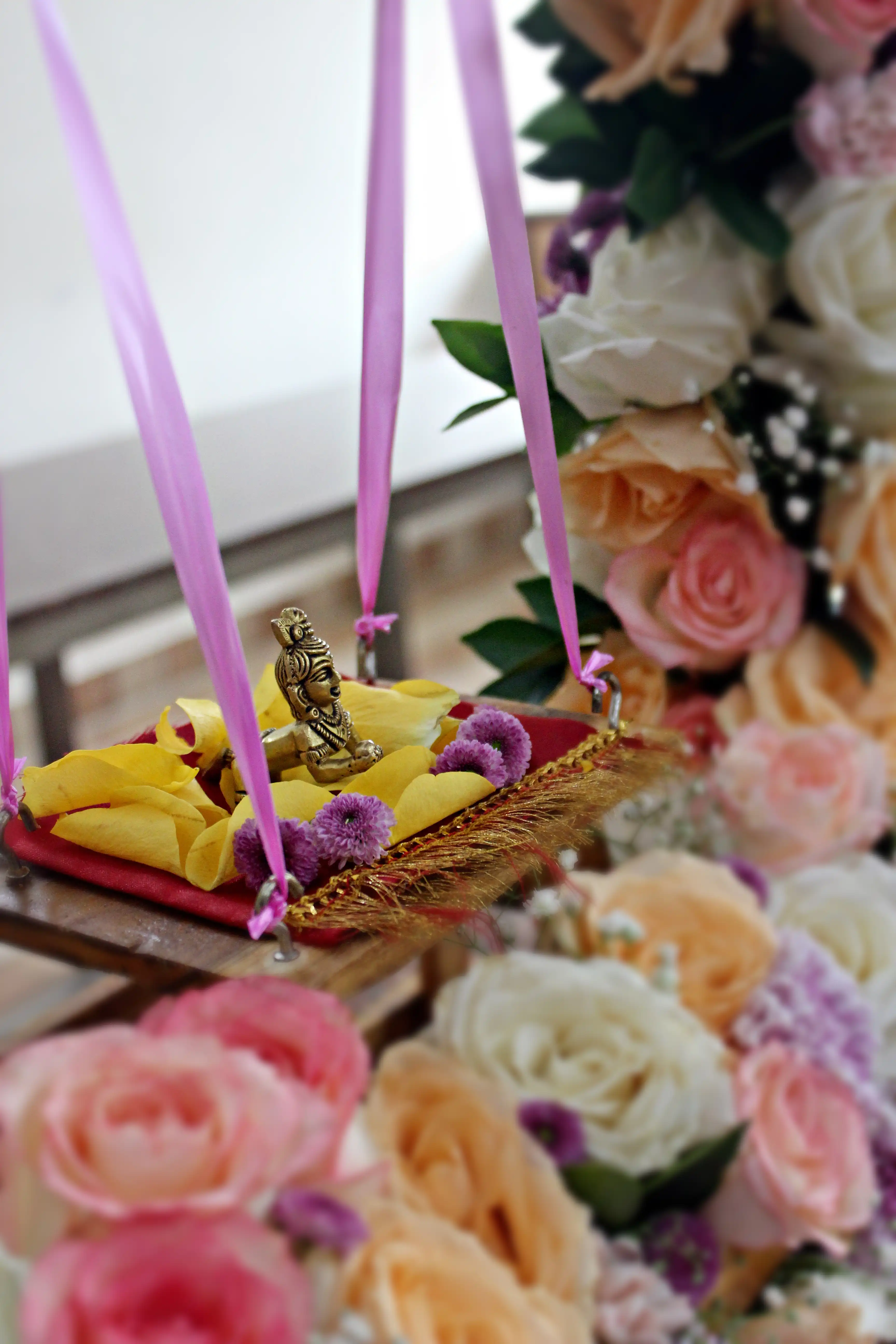 Colourful flowers arranged creatively by students