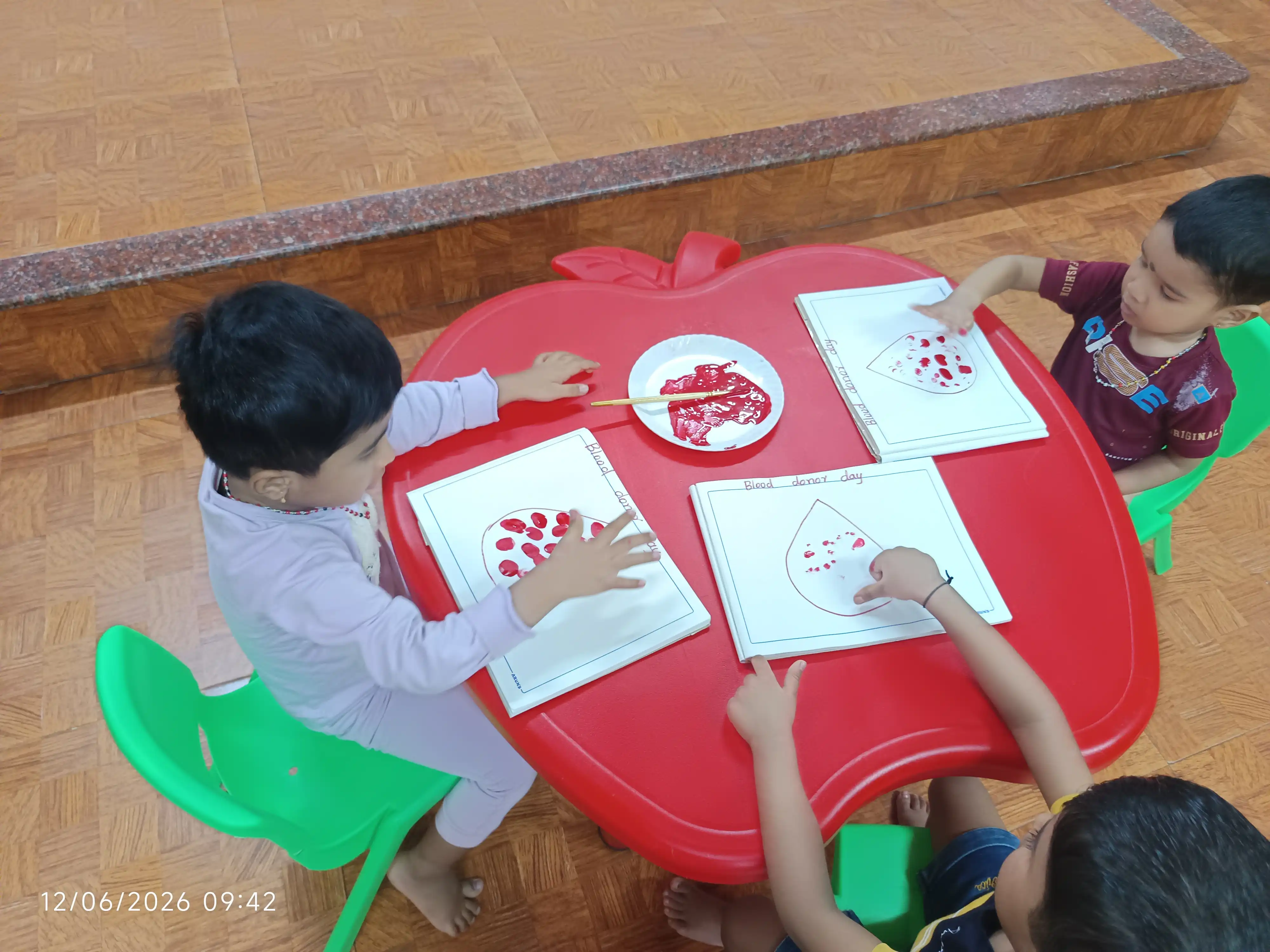 Vidyodaya Public School Pre-Primary students participating in World Blood Donor Day activity
