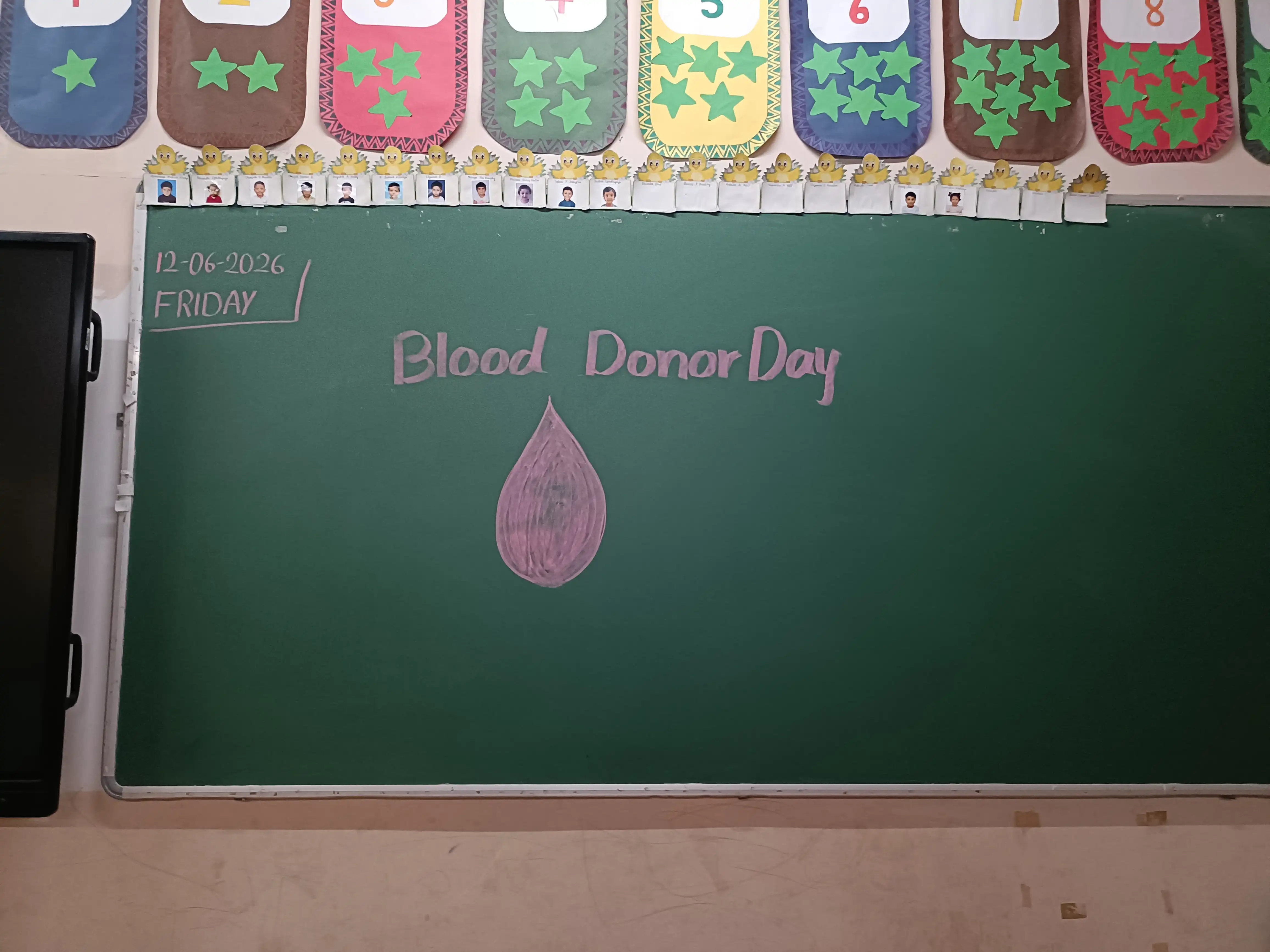 Vidyodaya Public School Pre-Primary students participating in World Blood Donor Day activity