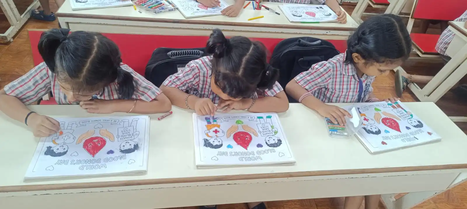 Vidyodaya Public School Pre-Primary students participating in World Blood Donor Day activity