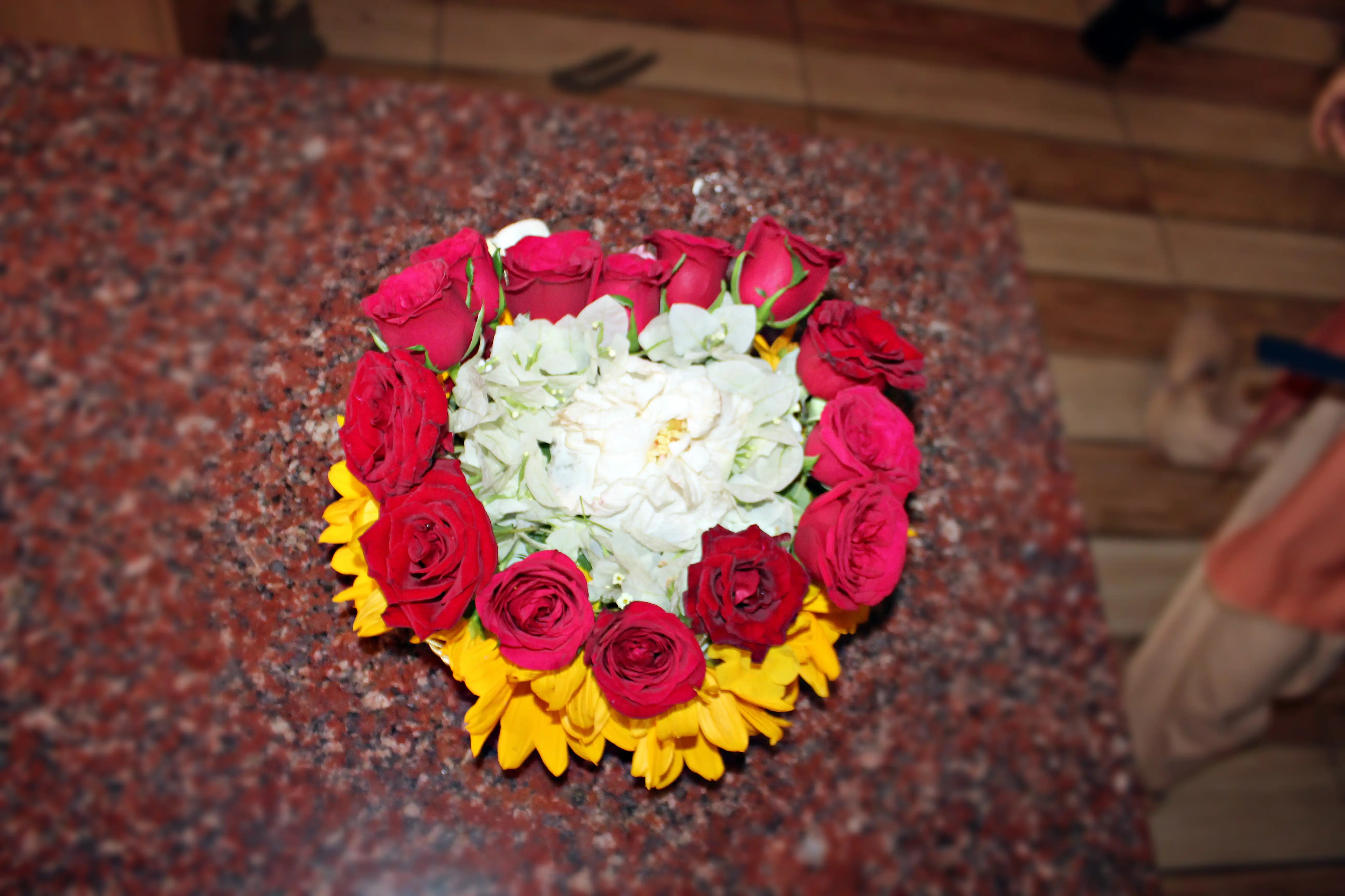 Colourful flowers arranged creatively by students