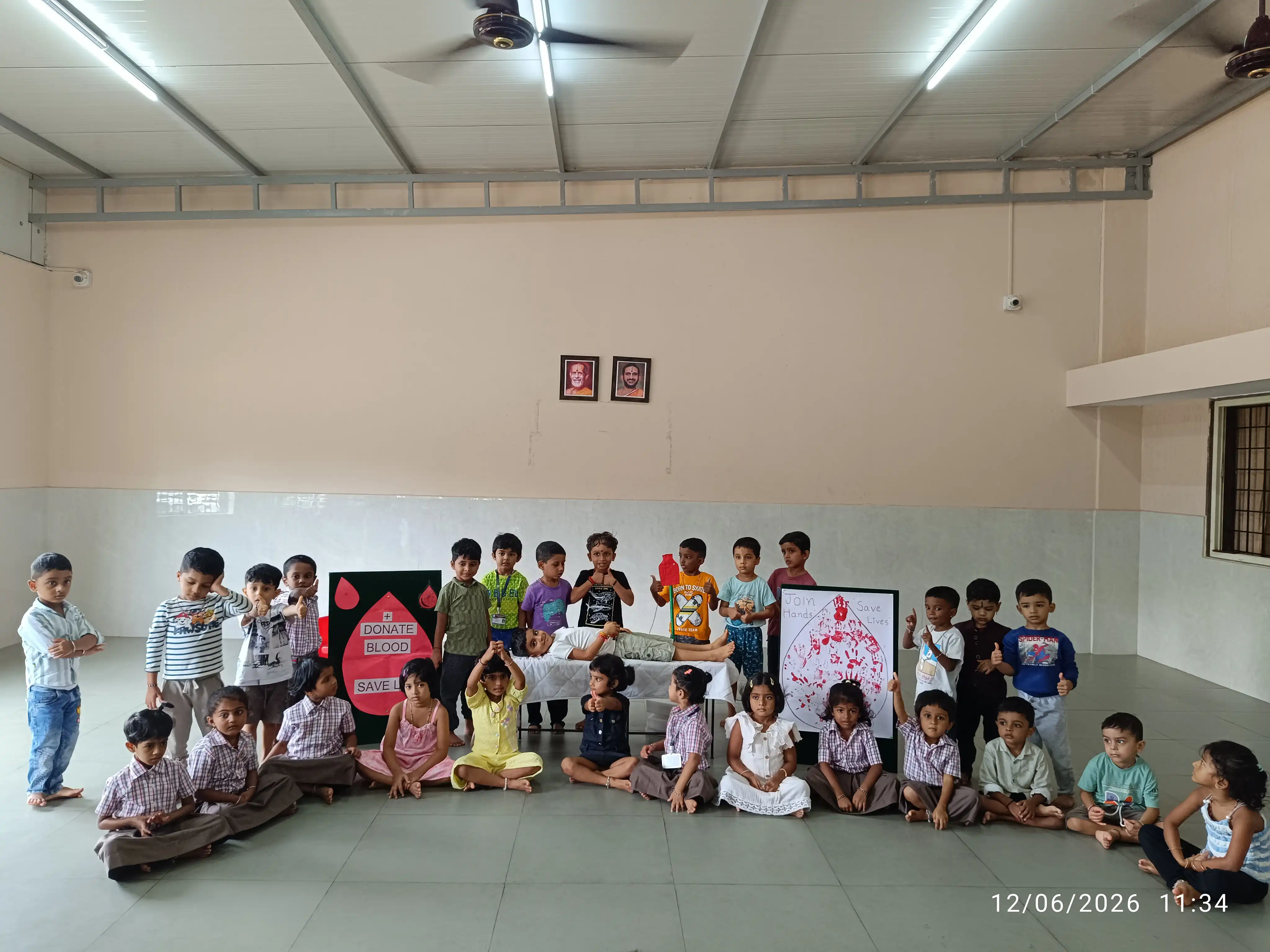Vidyodaya Public School Pre-Primary students participating in World Blood Donor Day activity