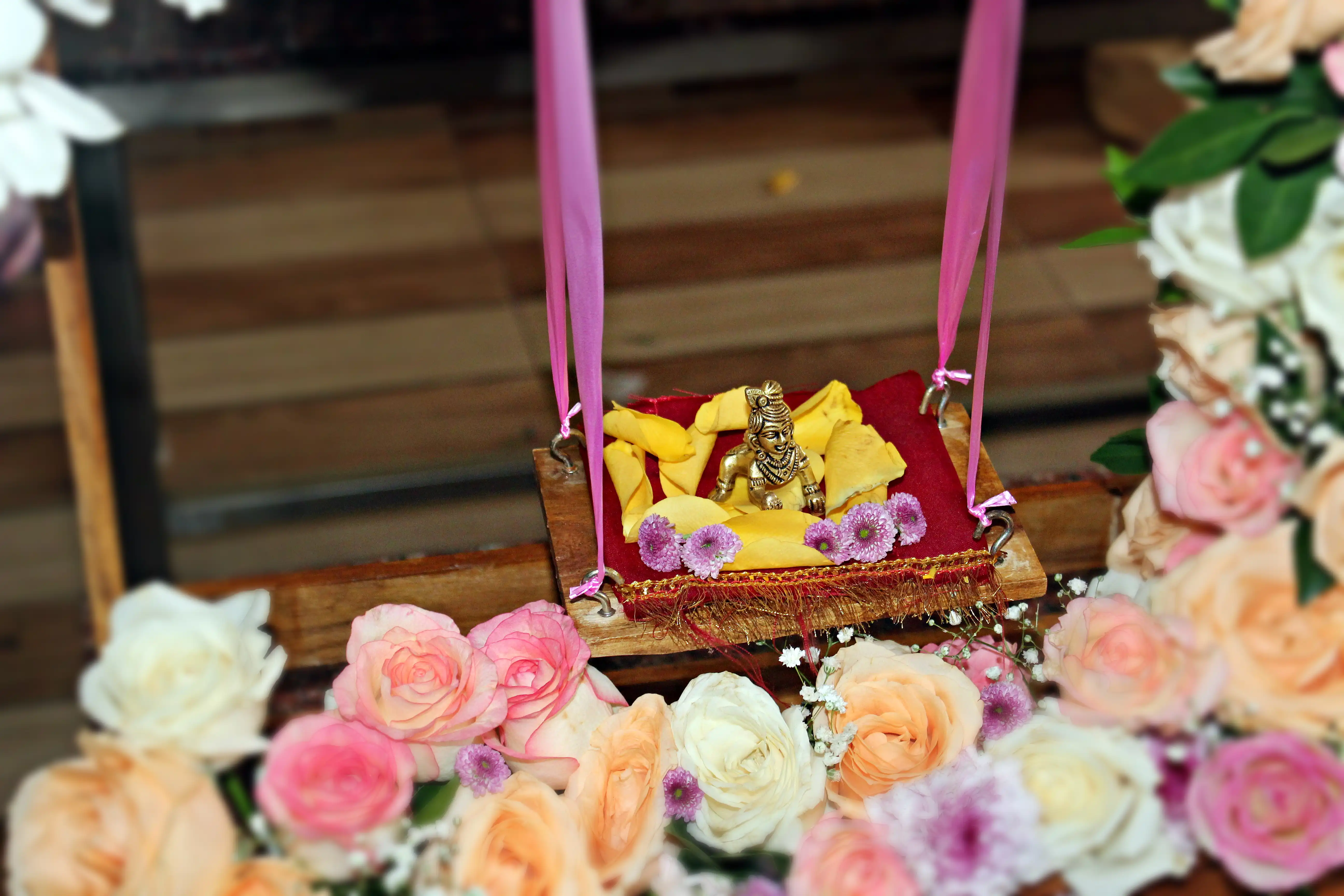 Colourful flowers arranged creatively by students