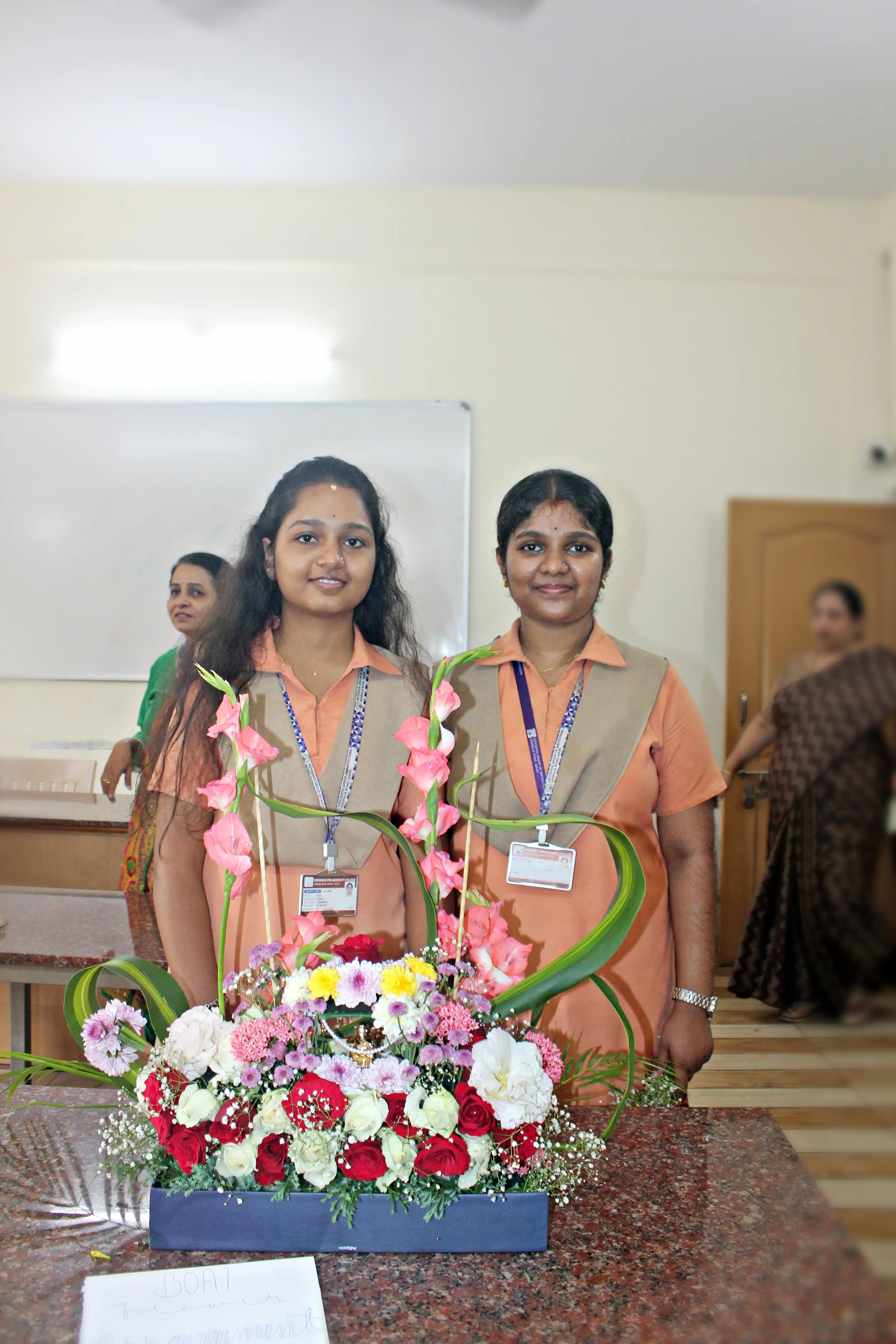 Colourful flowers arranged creatively by students