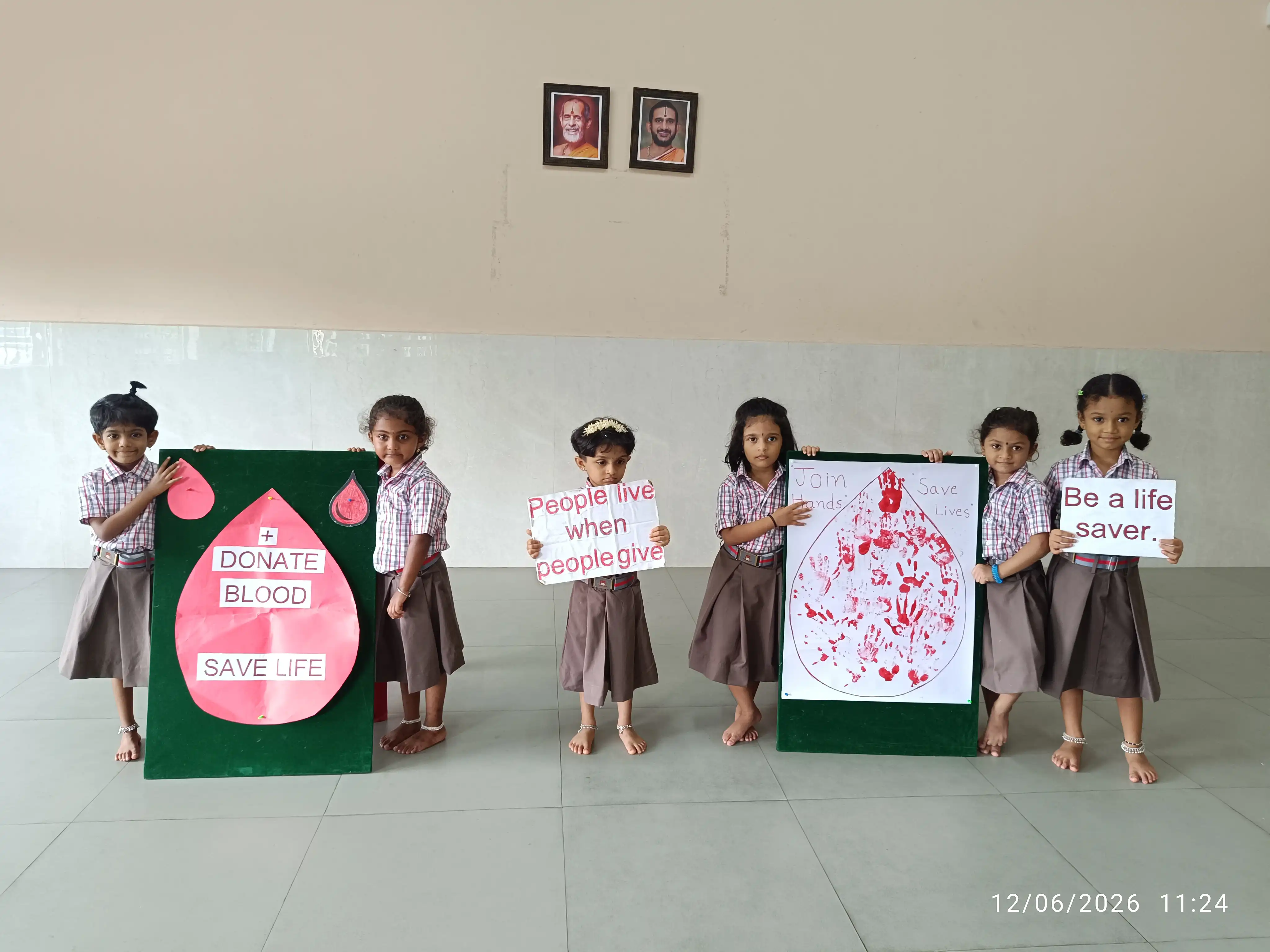 Vidyodaya Public School Pre-Primary students participating in World Blood Donor Day activity