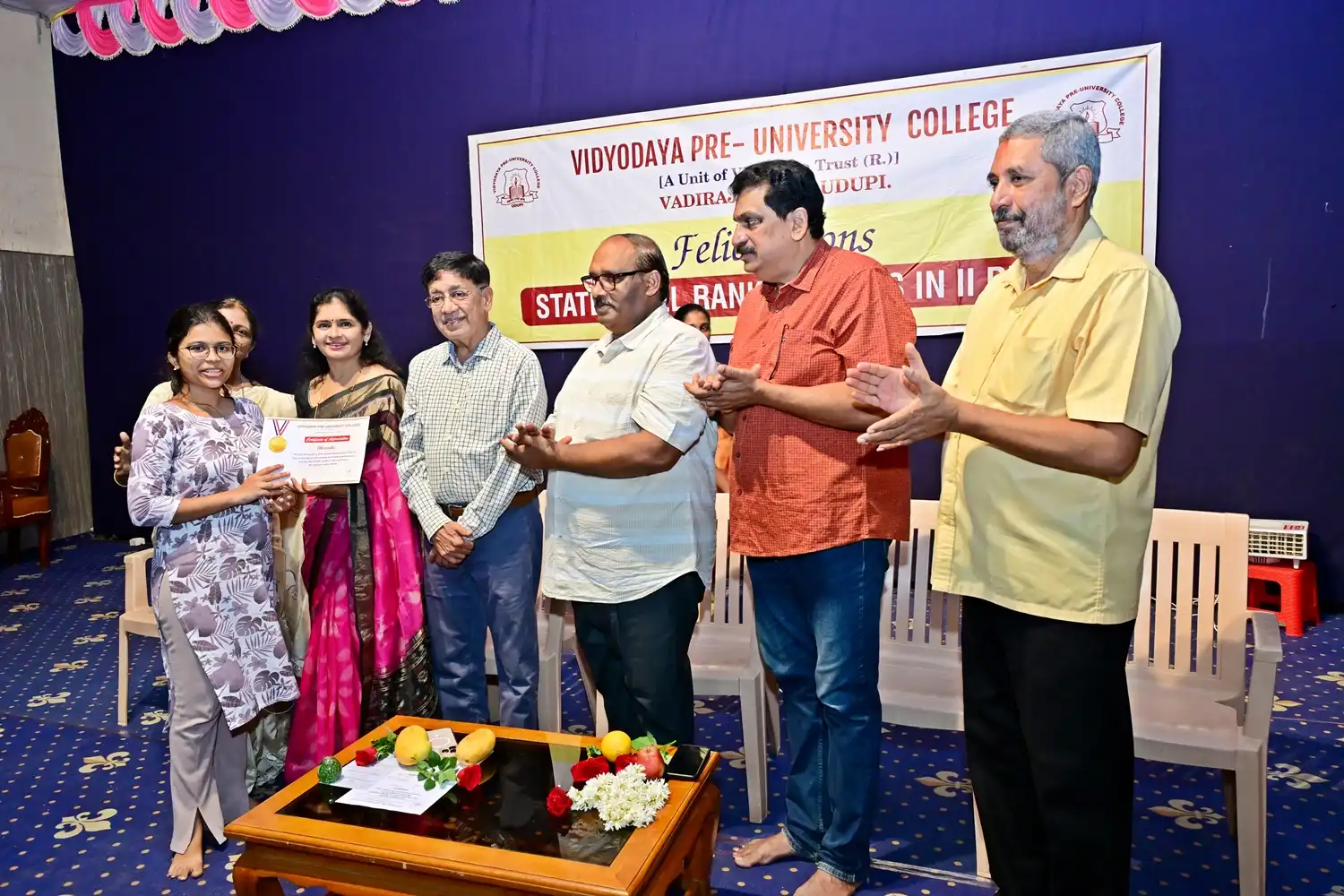 Vidyodaya P U College Udupi Felcitations to State Rank Holders