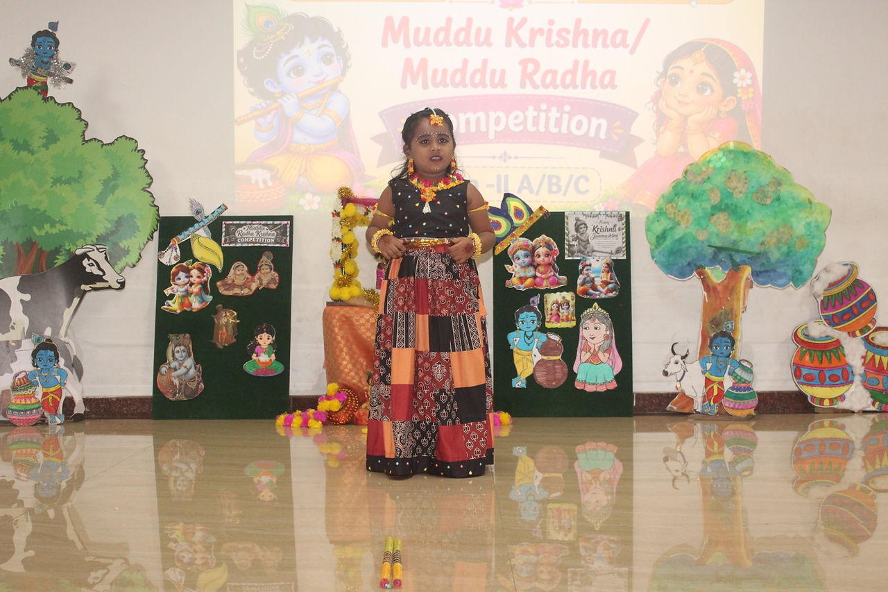 Pre-Primary students dressed as Radha and Krishna at Vidyodaya Public School
