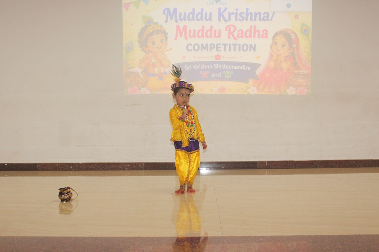 Pre-Primary students dressed as Radha and Krishna at Vidyodaya Public School