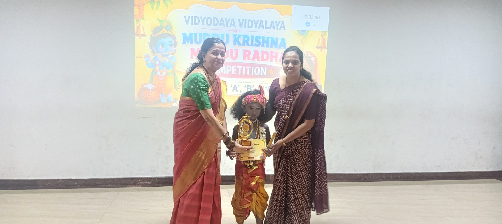 Pre-Primary students dressed as Radha and Krishna at Vidyodaya Public School