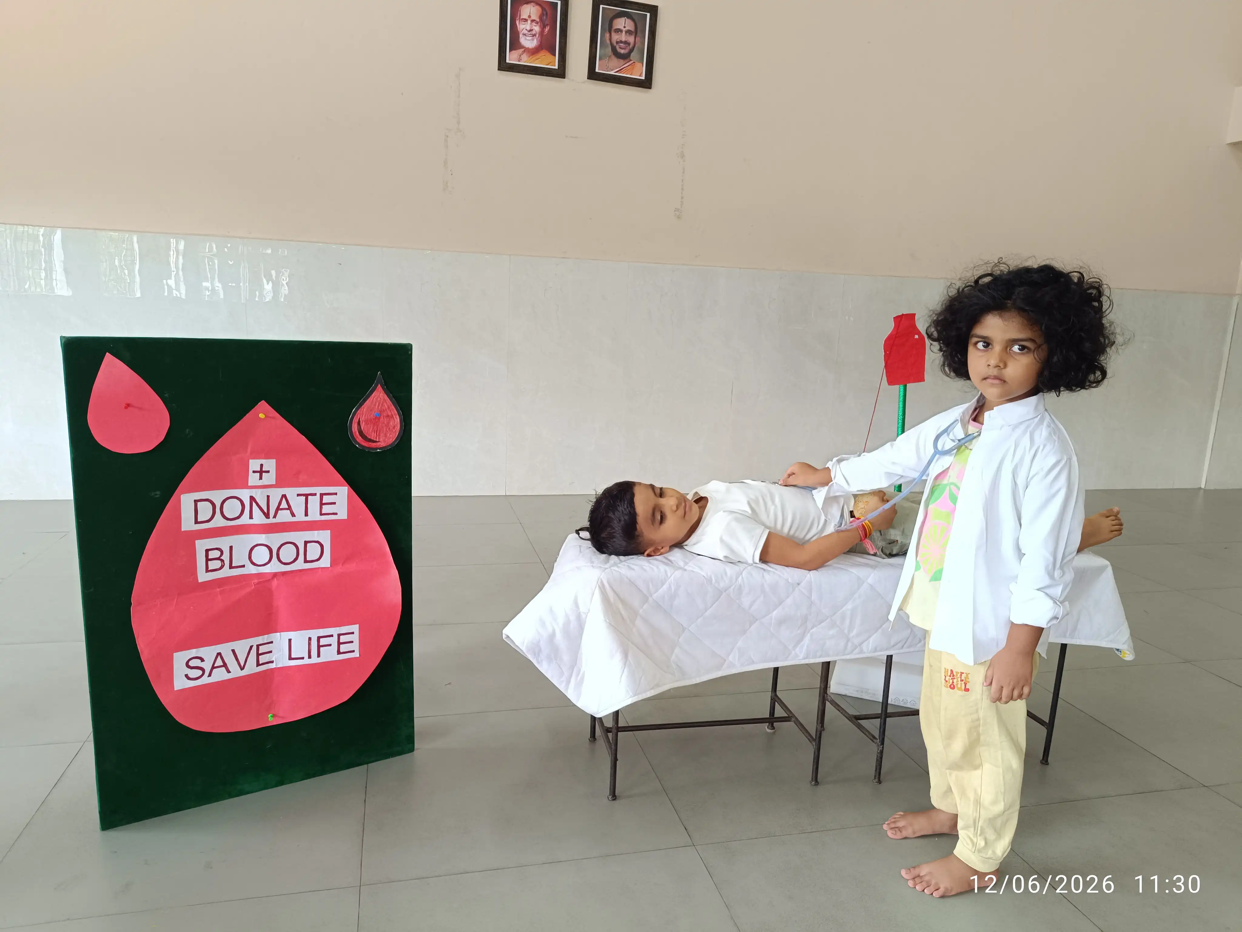 Vidyodaya Public School Pre-Primary students participating in World Blood Donor Day activity