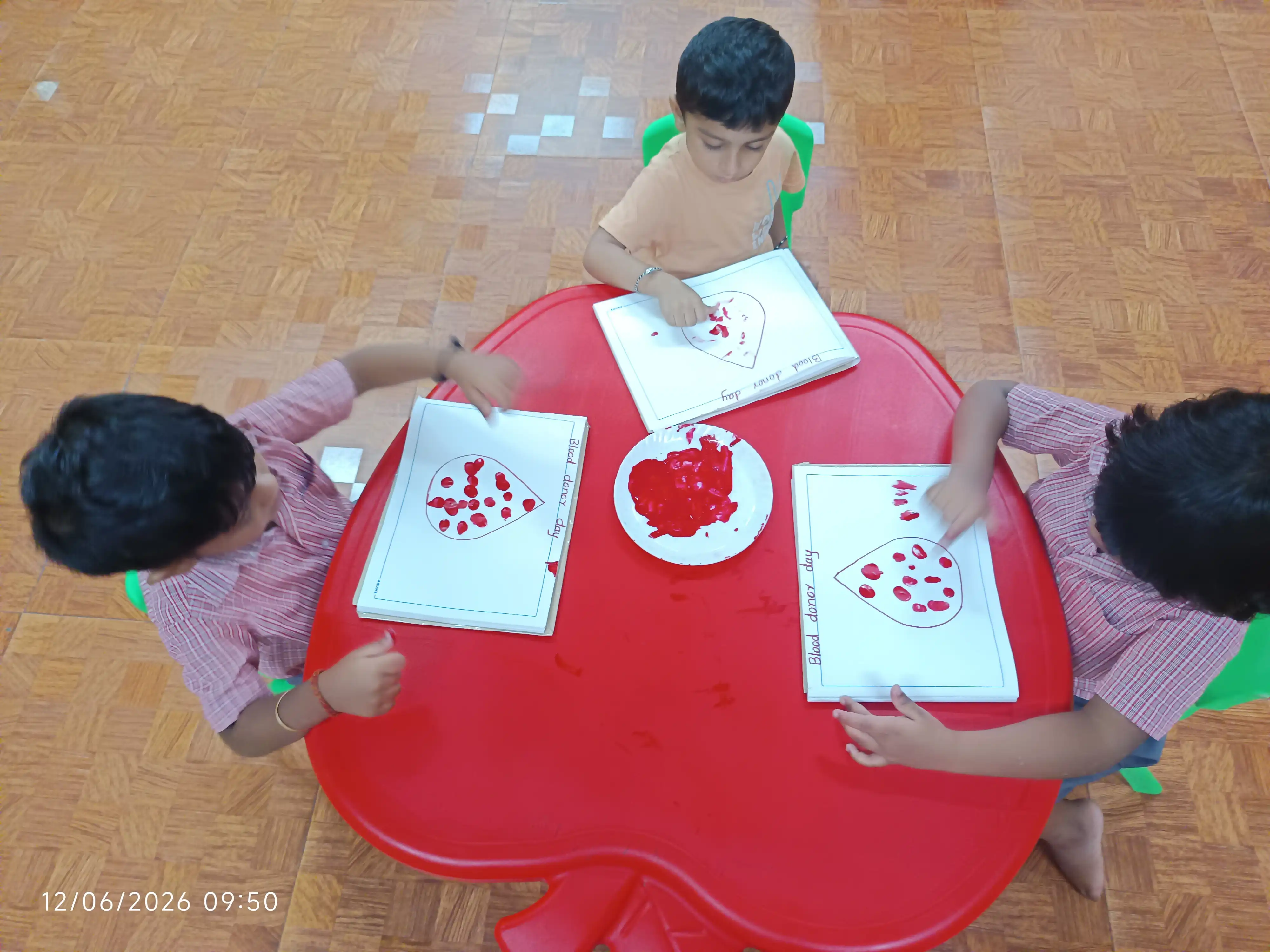 Vidyodaya Public School Pre-Primary students participating in World Blood Donor Day activity