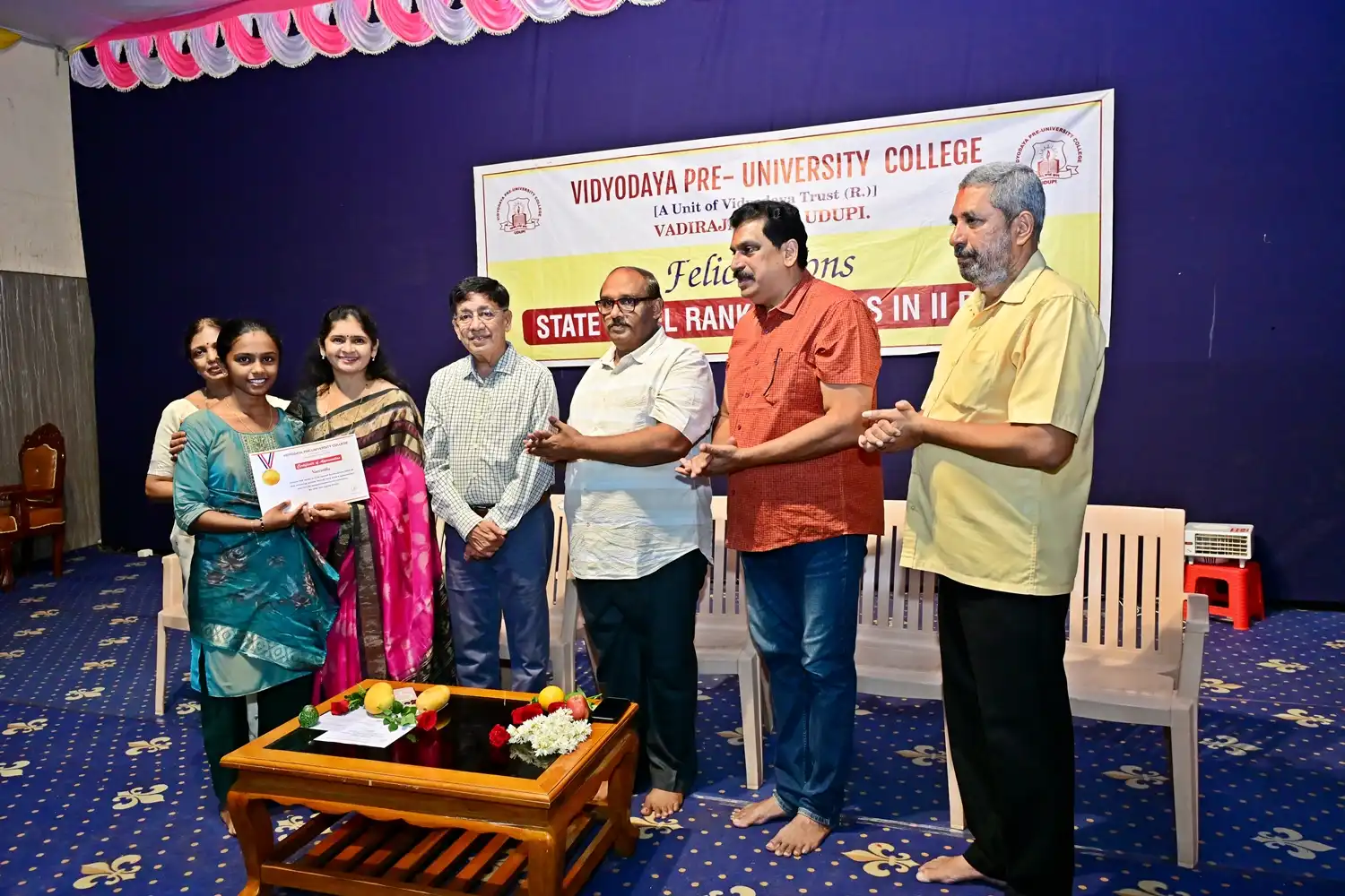 Vidyodaya P U College Udupi Felcitations to State Rank Holders