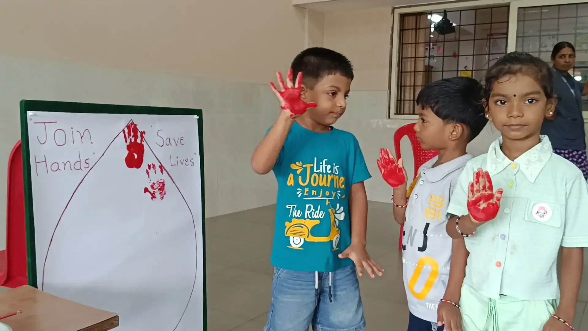 Vidyodaya Public School Pre-Primary students participating in World Blood Donor Day activity