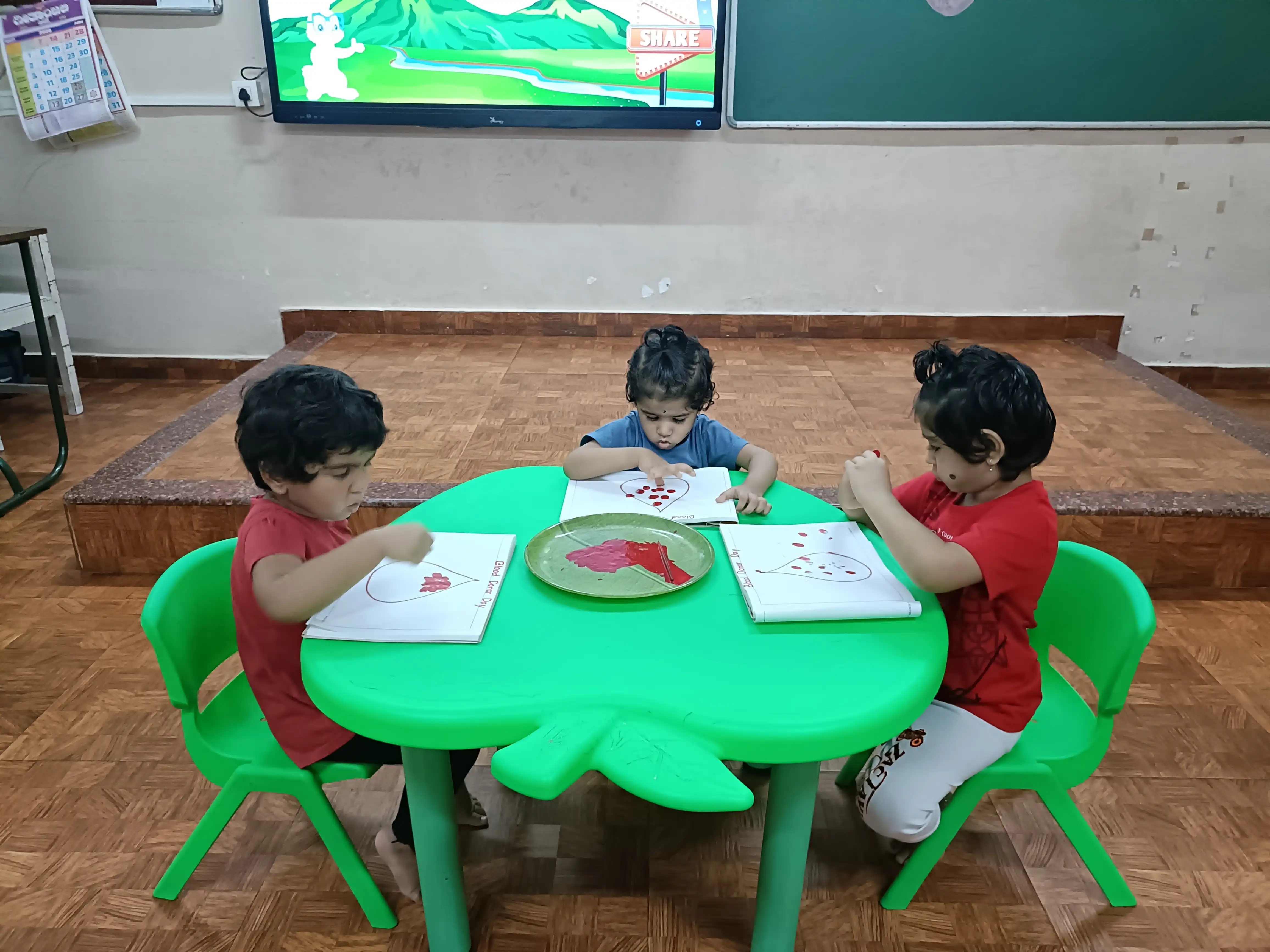 Vidyodaya Public School Pre-Primary students participating in World Blood Donor Day activity
