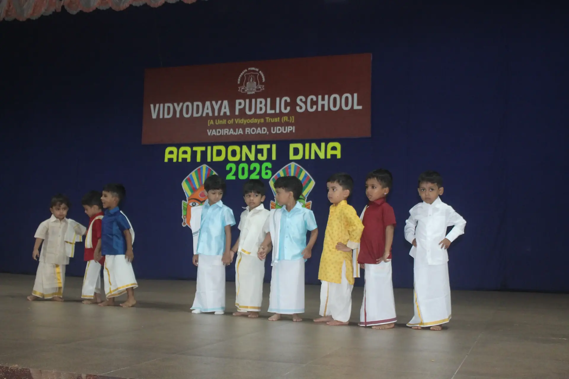 Vidyodaya Public School Pre-Primary students celebrating Aatidonji Dina