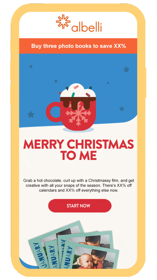 Email with christmas images and gifs