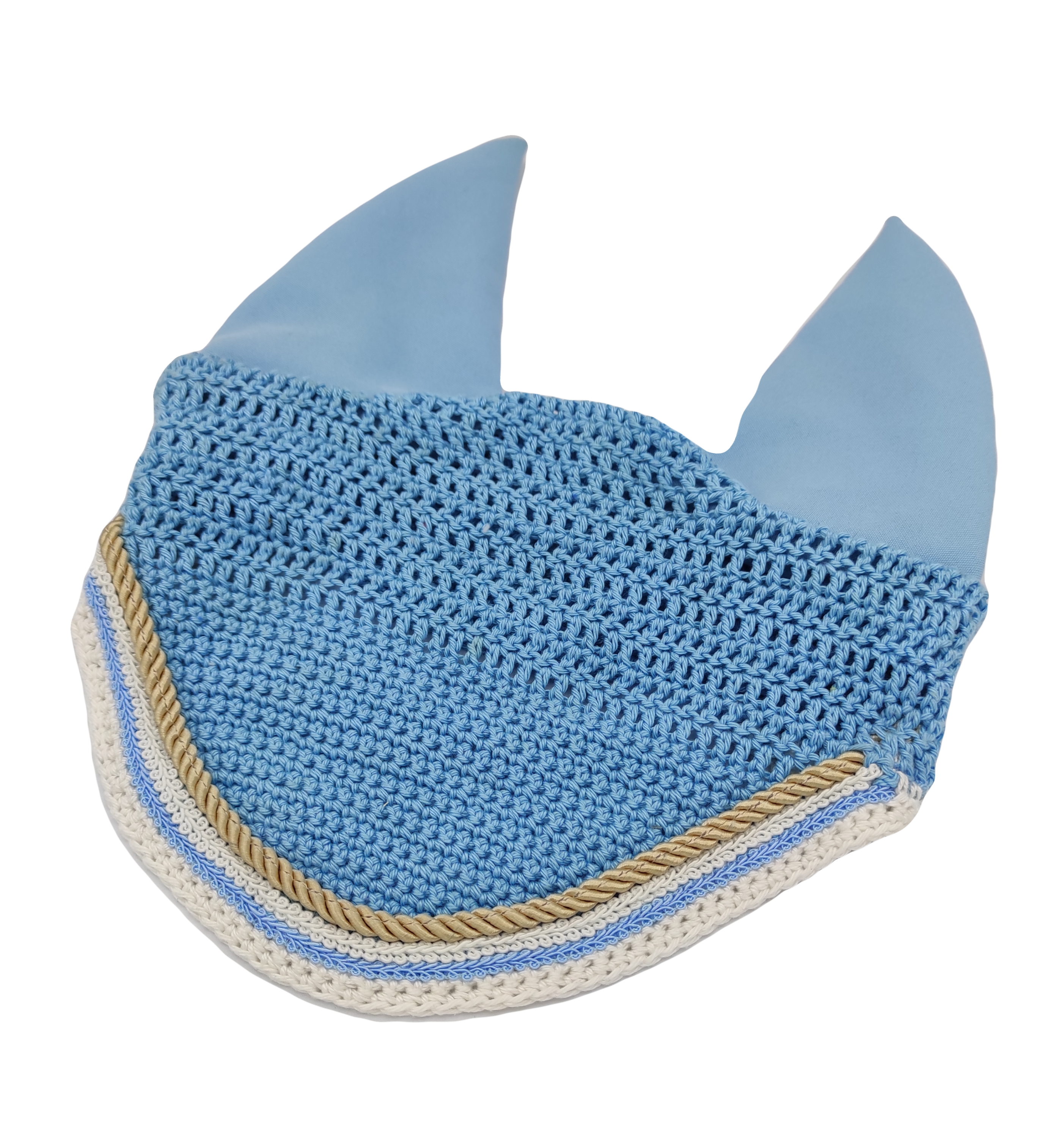 Bonnet arrondi bleu ciel taille cheval