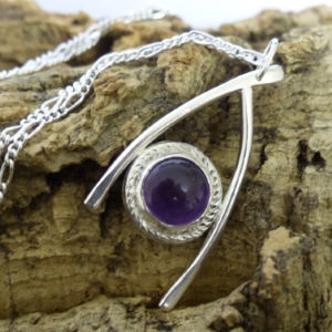 Amethyst Wishbone Pendant