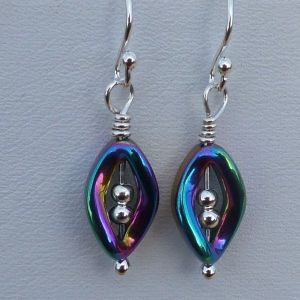 Sterling Silver Rainbow Hematite Drop Earrings