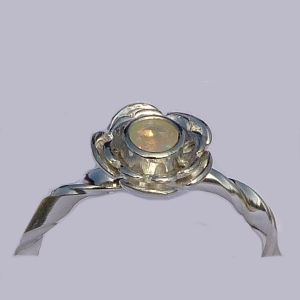 Thumbnail: Twisted Band Silver and faceted Opel Flower Ring - made to order