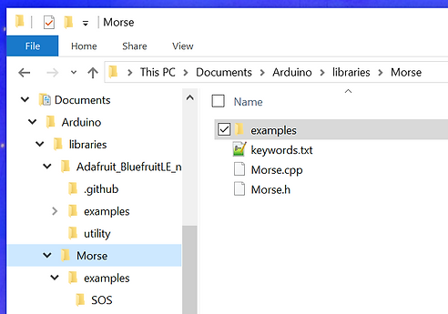 Arduino “Morse” library example on Windows