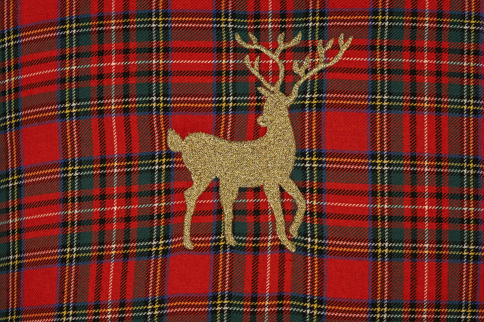 Thumbnail: Christmas Collection Gold Color Deer Embroidered Pillow