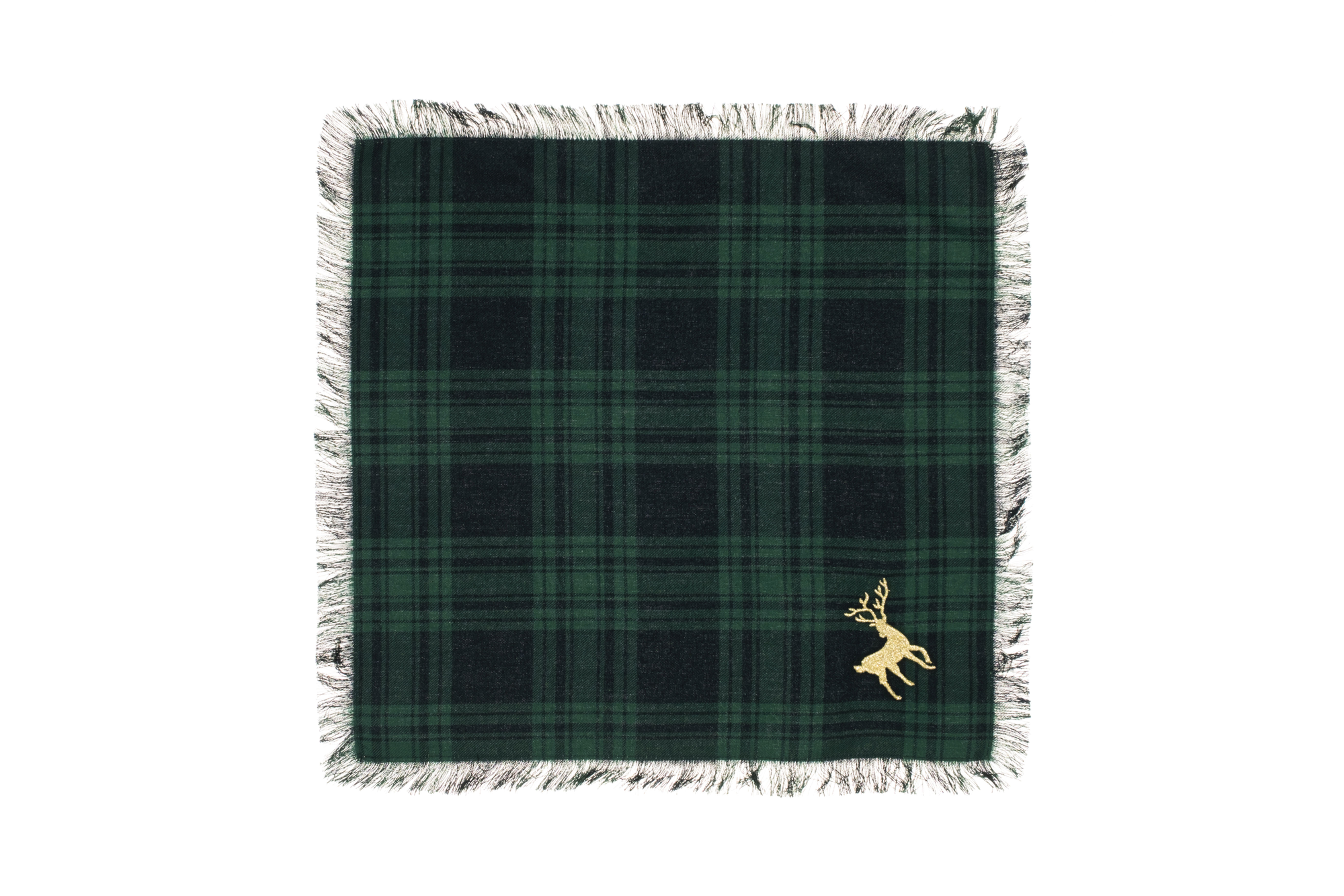 Christmas Collection Gold Color Deer Embroidered Fabric Napkin Set of 4