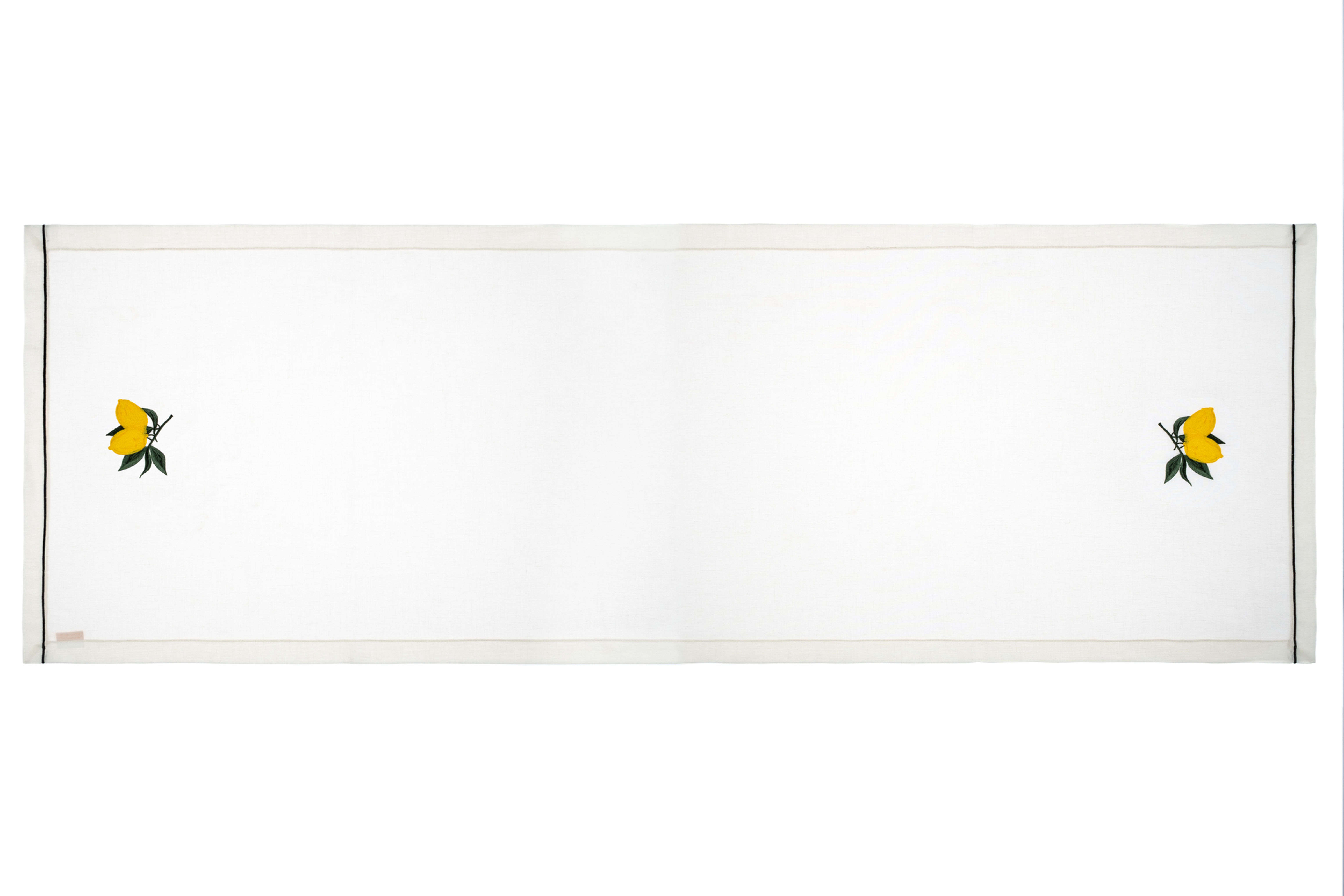 Capri Collection Lemon Pattern Embroidered Linen Runner