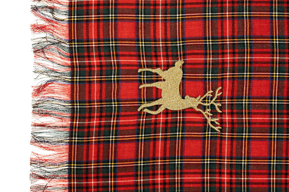 Thumbnail: Christmas Collection Gold Color Deer Embroidered Runner