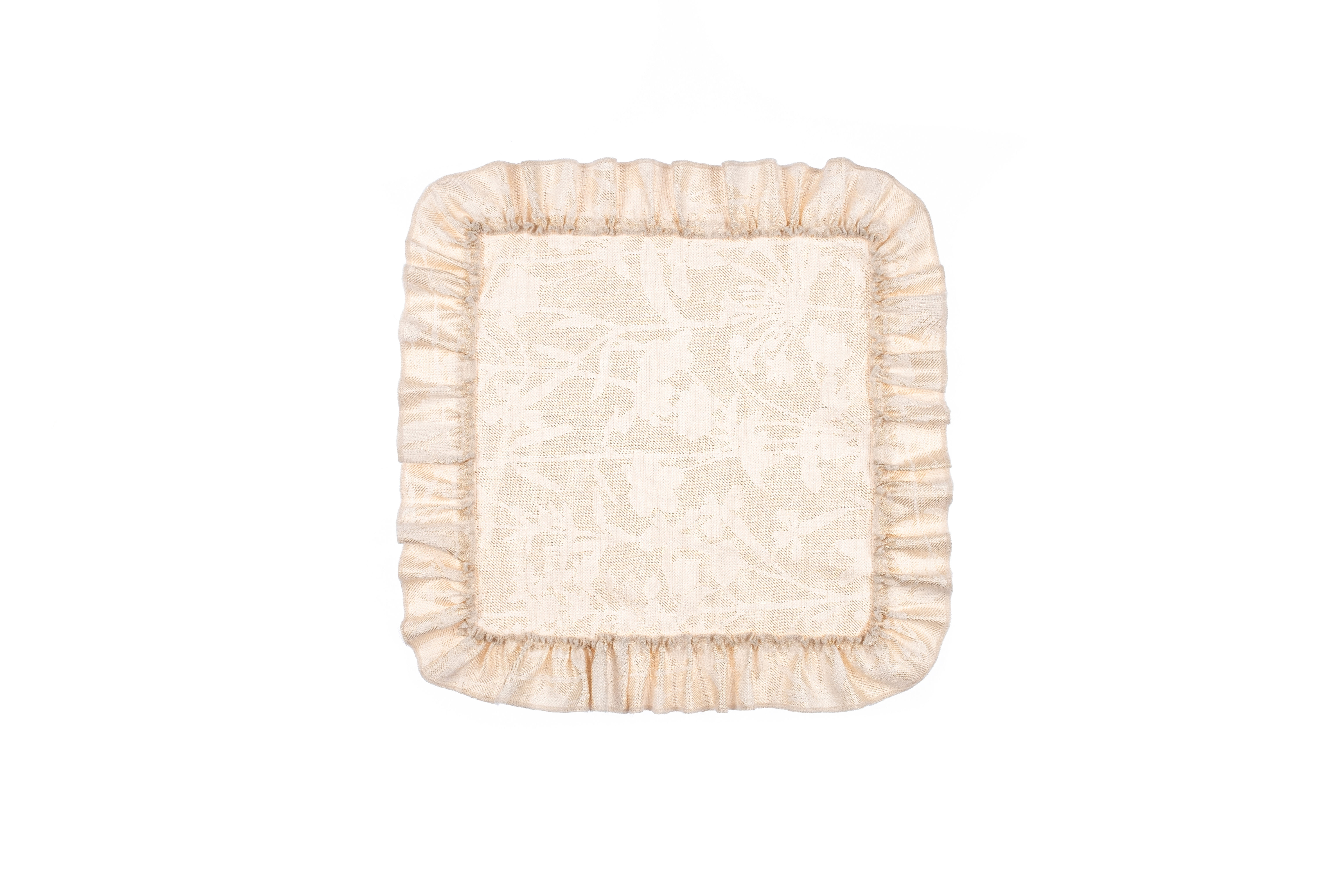 Romantica Collection Beige Color Patterned Ruffled Fabric Napkin Set of 4