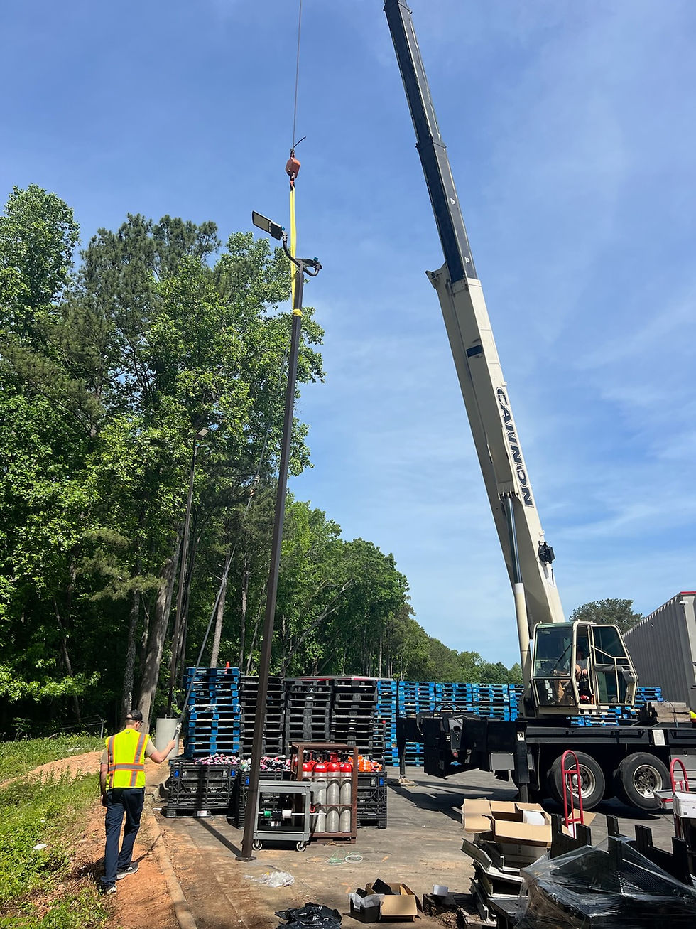 Crane Setting a Pole