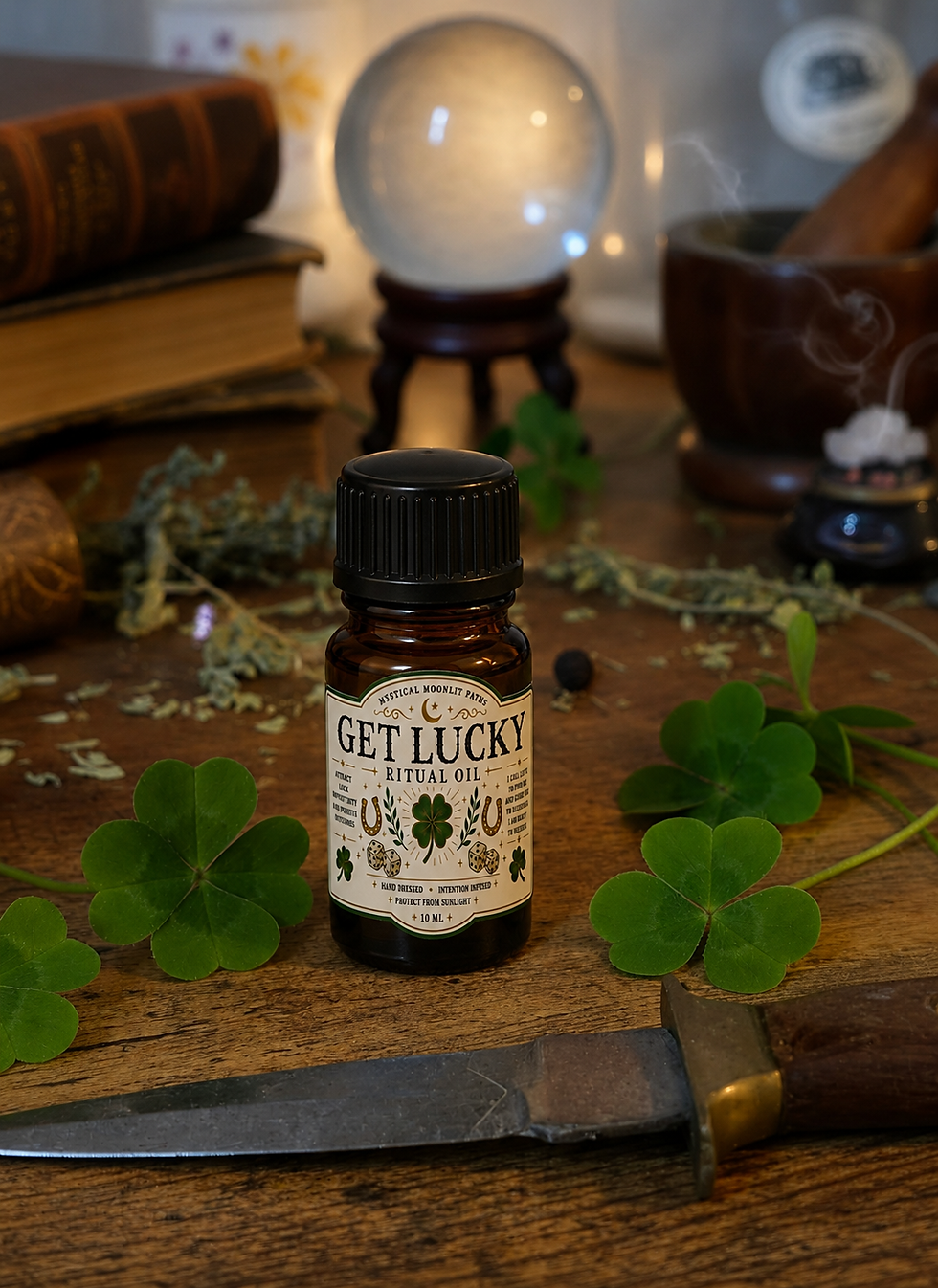 Get Lucky 10 mL ritual oil for luck, opportunity, success, and positive intentions.