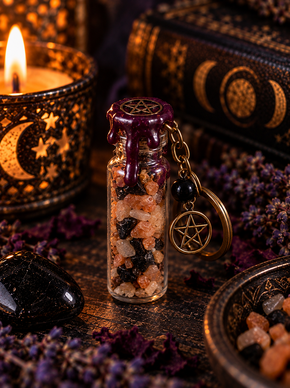 Thumbnail: Mini intention bottle keychain with wax seal for witchy gift box