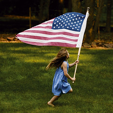 Girl Running with Flag