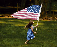 Girl Running with Flag