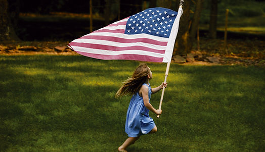 Girl Holding Flag