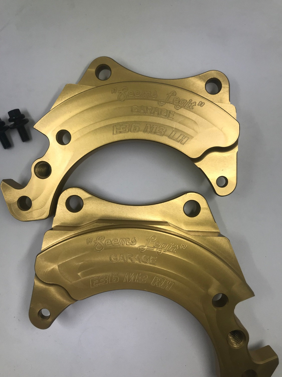 E36 Dual Caliper Bracket Kits "Seems Legit" Garage