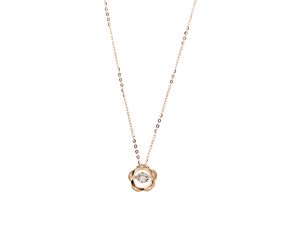 Flower Necklace with Dancing Diamond