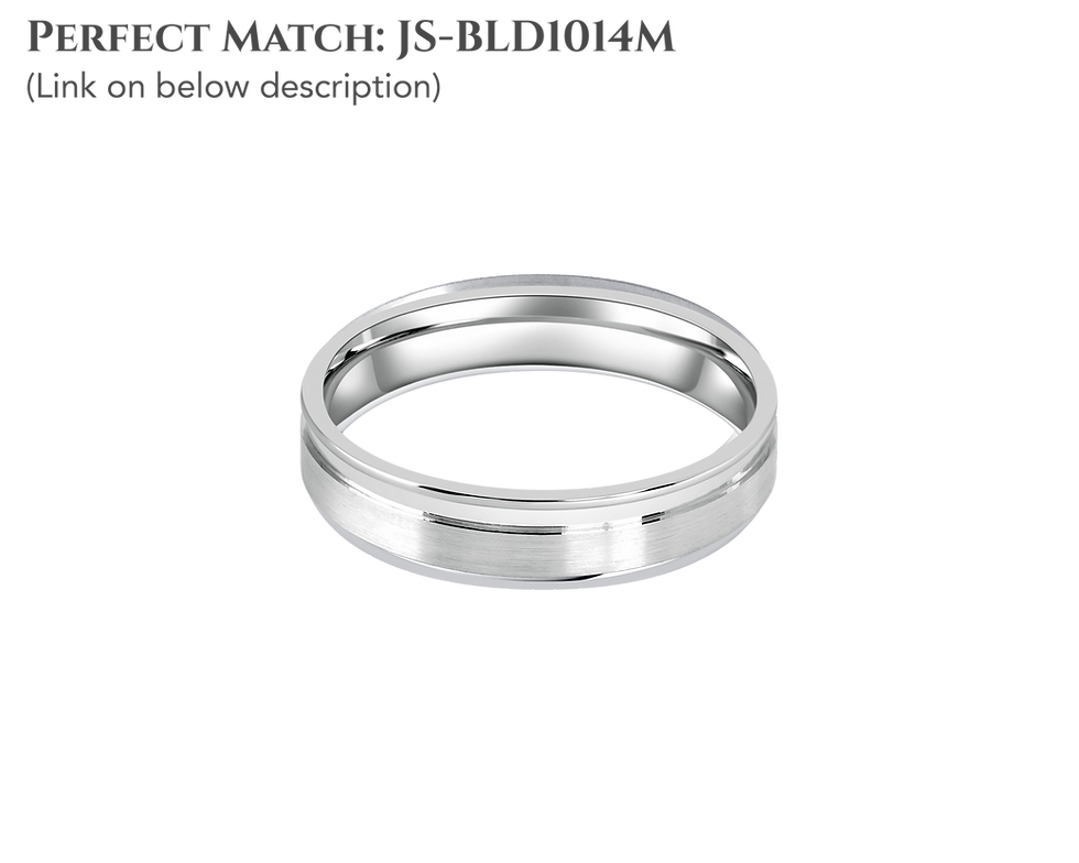 Thumbnail: Matte Gold Eternity Band with Diamond Embellished Polished Highlight - Women