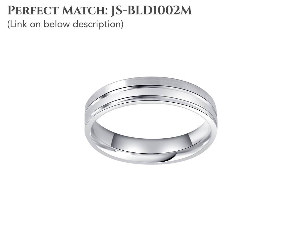 Thumbnail: Matte Gold Band with Diamond Accented Polished Highlight - Women