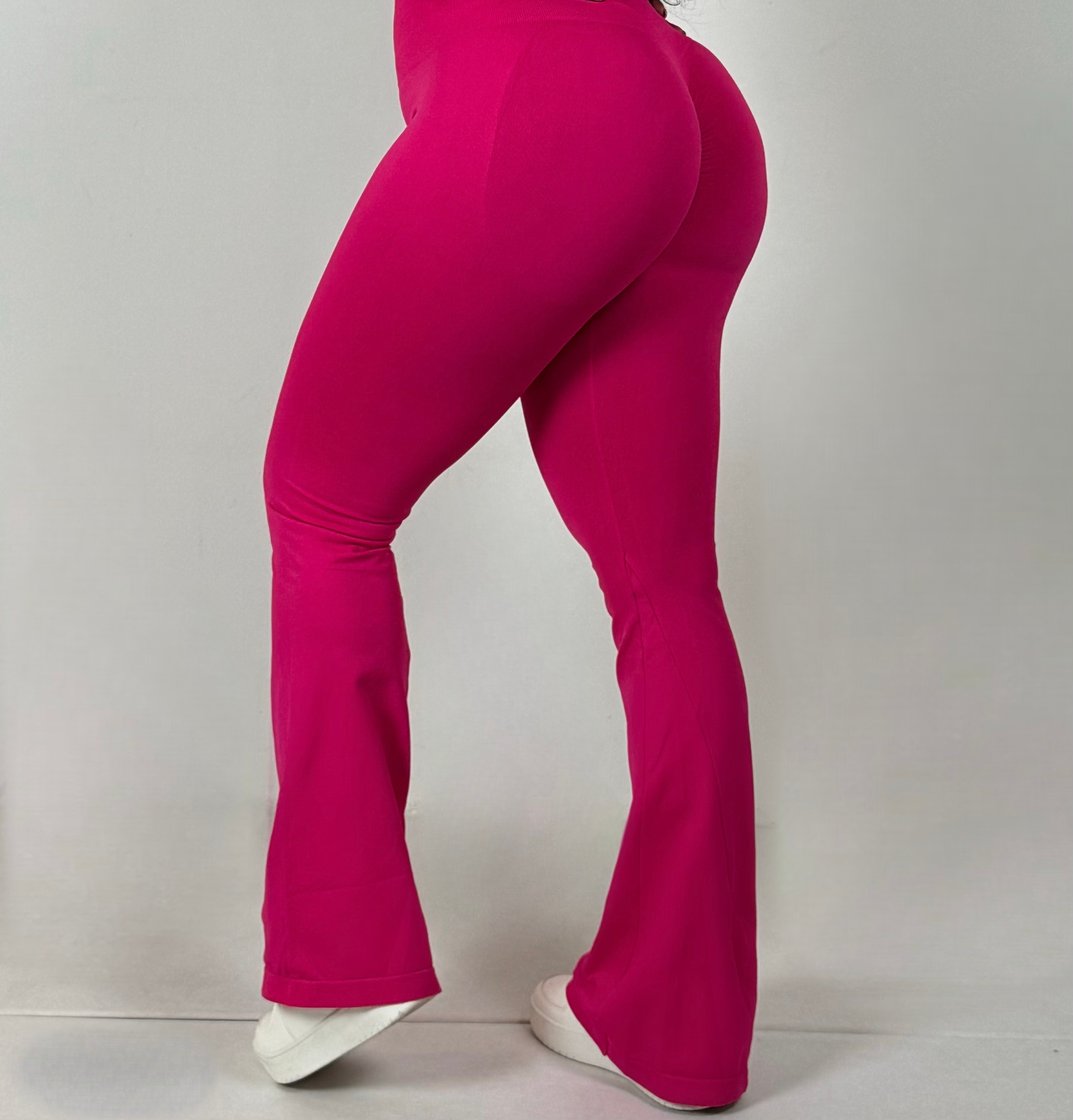 Aura scrunched flared pants Barbie pink