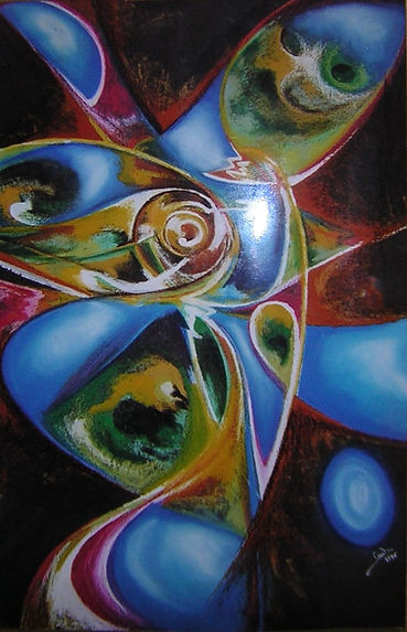 tableau-pastel-a-l-huile-abstraite-le-Centre-de-la-terre-jpf