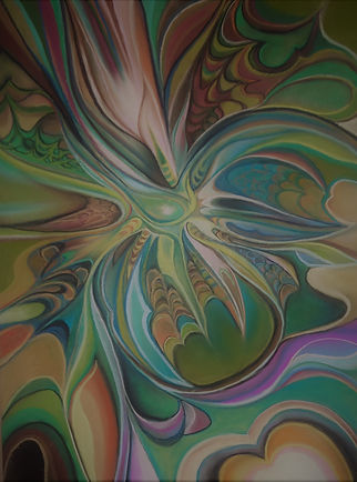 Tableau de peinture abstraite fait à la main aux PAN pastels représente une méduse