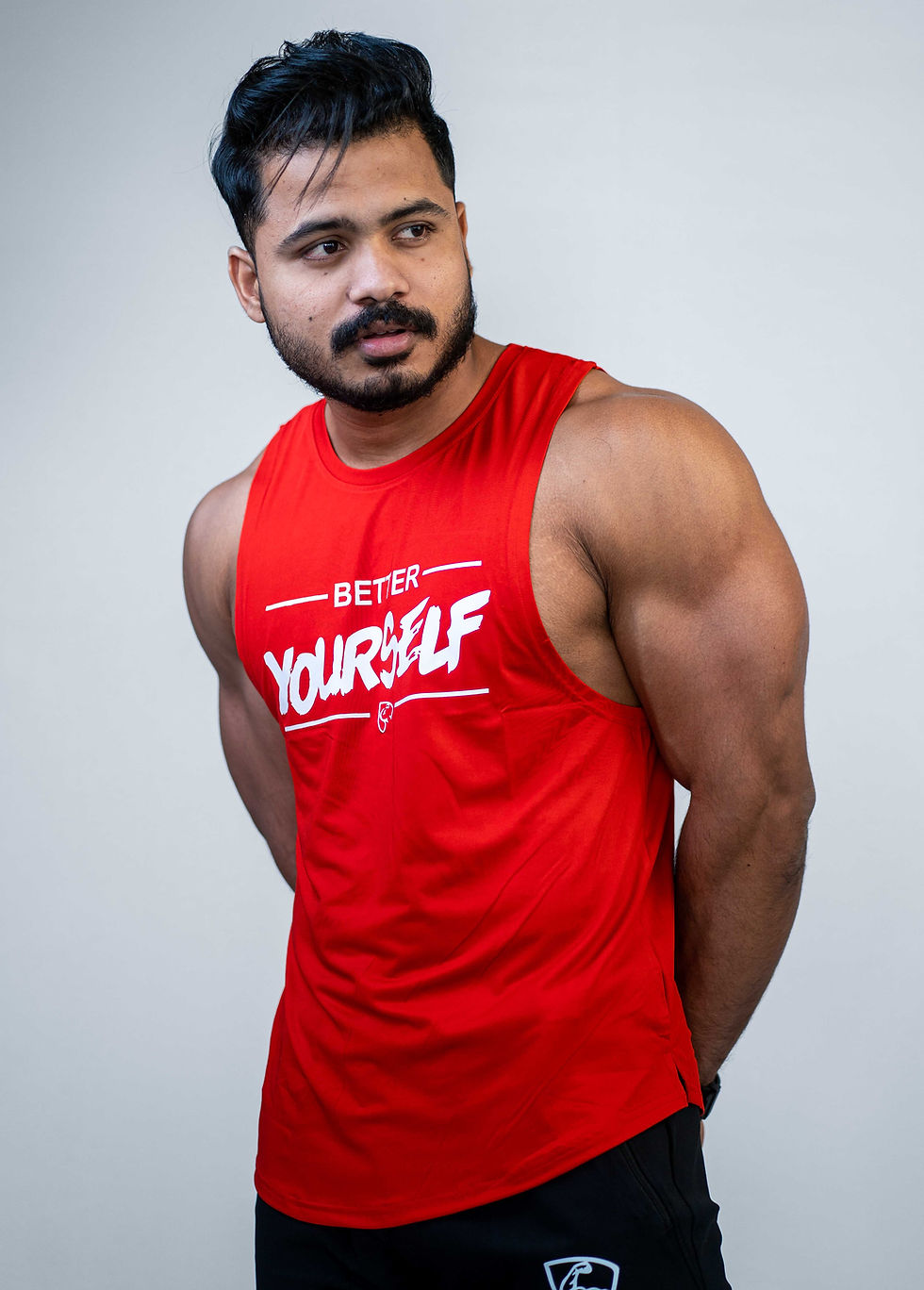 Thumbnail: Red Super Stretch Deep cut Gym Vest