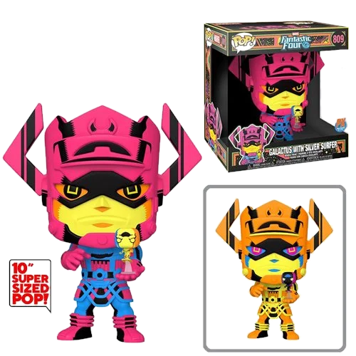 Marvel Galactus with Silver Surfer Black Light Version Jumbo 10-Inch Pop! #809