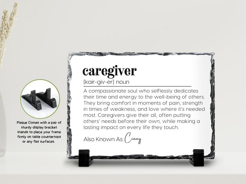 Thumbnail: Personalized Caregiver Gift, Caregiver Definition Stone Plaque